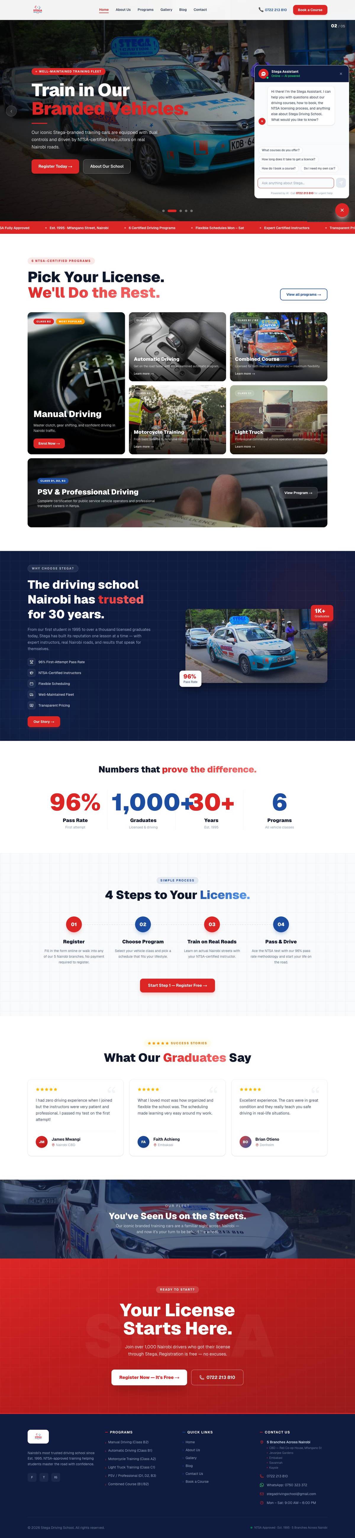 Stega Driving School website